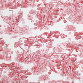 Toile de jouy Animalia bordeaux Thevenon