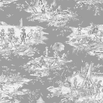 Toile de Jouy Histoire d'Eau gris Thevenon 280 cm