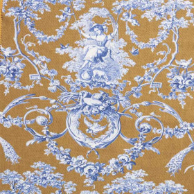 Toile de jouy Ludivine bleu camel Thevenon 280 cm