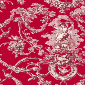 Toile de jouy Ludivine bordeaux rouge Thevenon 280 cm