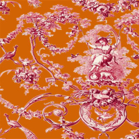 Toile de jouy Ludivine rose orange Thevenon 280 cm