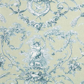 Toile de jouy Ludivine vert d'eau Thevenon 280 cm