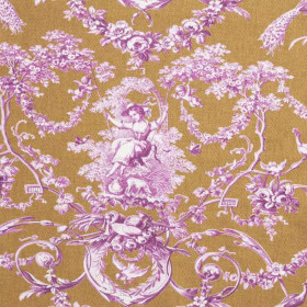 Toile de jouy Ludivine violet camel Thevenon 280 cm