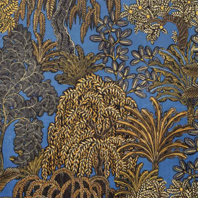 Tissu végétal Majorelle Velours camel bleu roi Thevenon