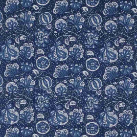 Tissu fleuri Ariadne Poppy indigo Thevenon