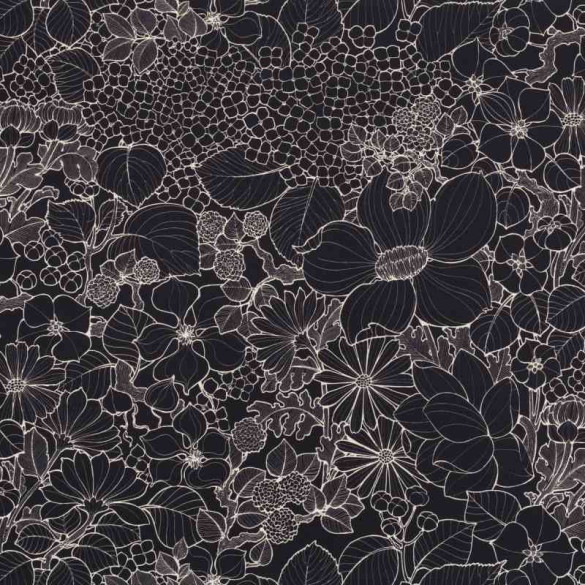 Tissu fleuri Suzie noir Thevenon