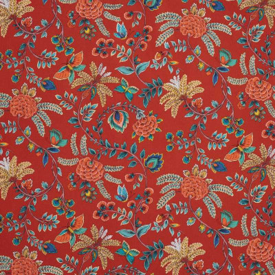 Tissu fleuri Golden Life rouge tomette Thevenon