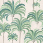 Tissu végétal La Palmeraie vert tropical crème Thevenon 280 cm