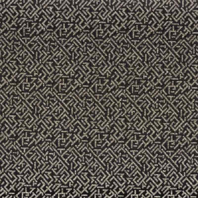 Tissu jacquard Trait d'Union noir Casamance