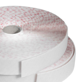 Velcro autocollant PS30 blanc - velours et accrocheur champignon - 30mm x 25m