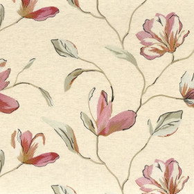 Tissu brodé Magnolia magenta Camengo