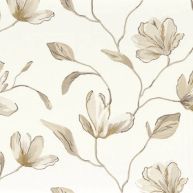 Tissu brodé Magnolia nacre Camengo