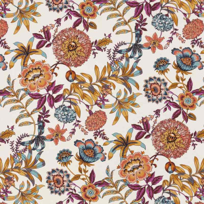 Tissu végétal Jacobine multicolore crème Thevenon