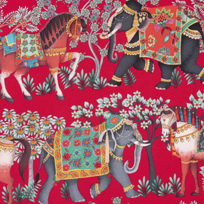 Tissu animalier Bohemian Rhapsodi framboise Thevenon