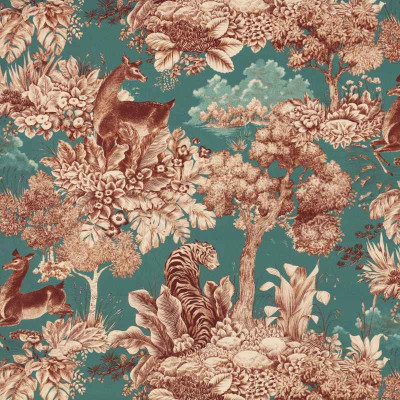 Toile de jouy Gaia malachite Thevenon