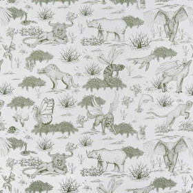 Toile de jouy kaki Realite Irreelle Coton Casal