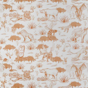 Toile de jouy rouille Realite Irreelle Coton Casal