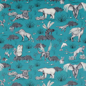 Toile de jouy turquoise Realite Irreelle Velvet Casal