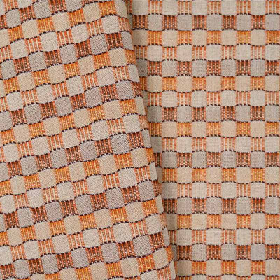 Tissu damier non feu Alchimia melone Casal