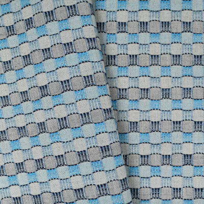 Tissu damier non feu Alchimia cieli Casal