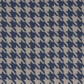 Tissu pied de coq Pacte bleu azurite beige Casamance