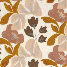 Tissu brodé Ayana nude ocre Casamance