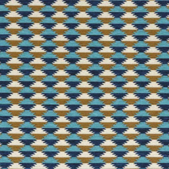 Jacquard outdoor non feu Moki ocre turquoise Casamance