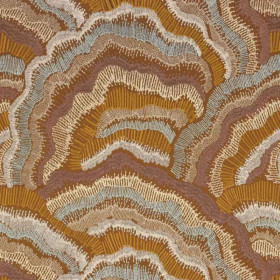 Tissu brodé Annella ocre celadon Casamance