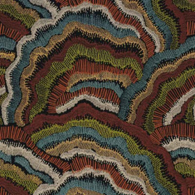 Tissu brodé Annella topaze acajou fonce Casamance