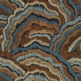 Tissu brodé Annella orage fauve Casamance