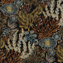 Tissu brodé Moana bleu baltique kaki Casamance