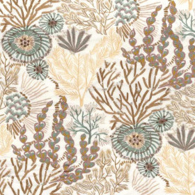 Tissu brodé Moana céladon vanille Casamance