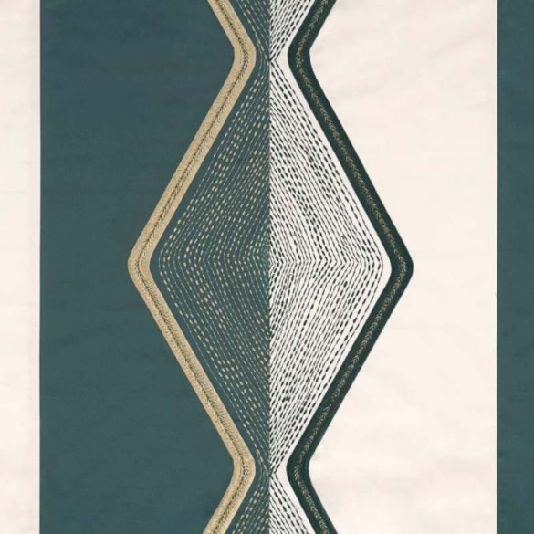 Tissu brodé Mesa pétrole Casamance