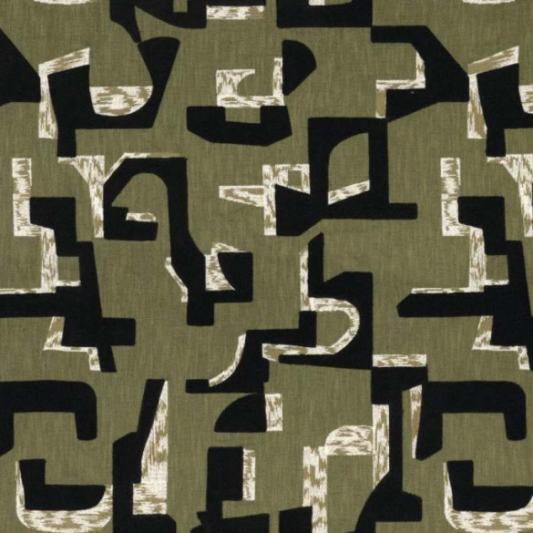 Tissu brodé Colorado vert Casamance