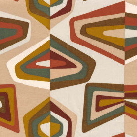 Tissu brodé West Dream orange brulé ocre Casamance