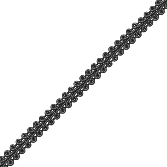 Galon épi de blé 9 mm gris anthracite, au mètre