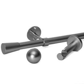 Kit tringle à rideau alu brossé Ø20 mm X 200 cm