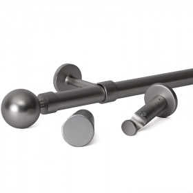 Kit tringle à rideau alu brossé Ø28 mm X 250 cm