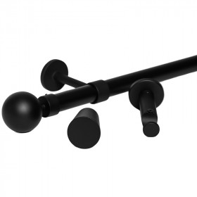 Kit tringle à rideau noir mat Ø28 mm X 250 cm
