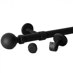 Kit tringle à rideau noir grainé Ø28 mm X 250 cm