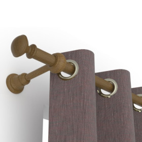 Kit tringle à rideau bois teinte chêne Ø20 mm X 150 cm