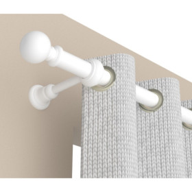 Kit tringle à rideau bois blanc Ø20 mm X 200 cm