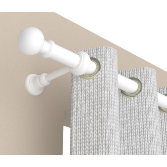 Kit tringle à rideau bois blanc Ø20 mm X 200 cm