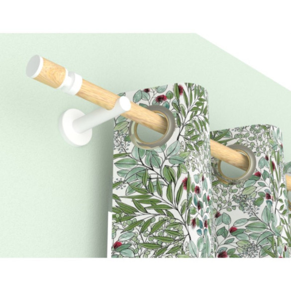 Kit tringle à rideau aspect bois clair Ø20 mm X 200 cm