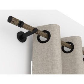 Kit tringle à rideau aspect bois foncé Ø20 mm X 250 cm