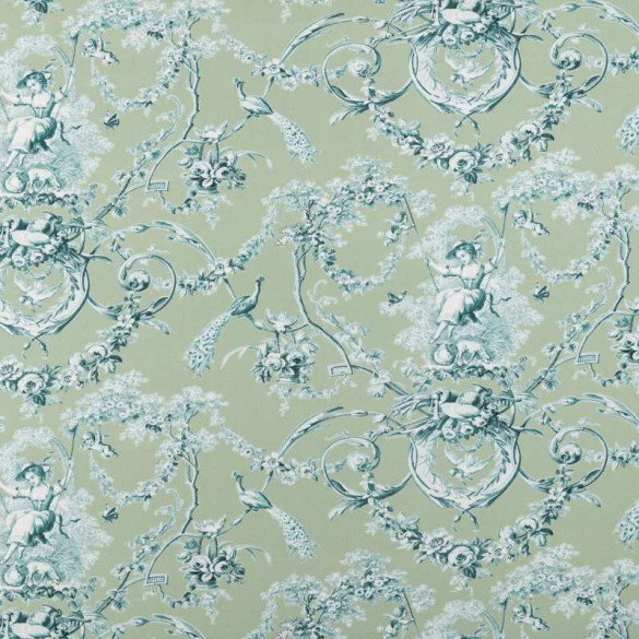 Toile de jouy vert d'eau Ludivine Thevenon