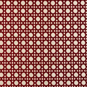 Tissu extérieur Cannage velours rouge carmin écru Thevenon
