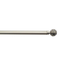 Barre de vitrage extensible embout boule strié nickel givré 40 à 70 cm