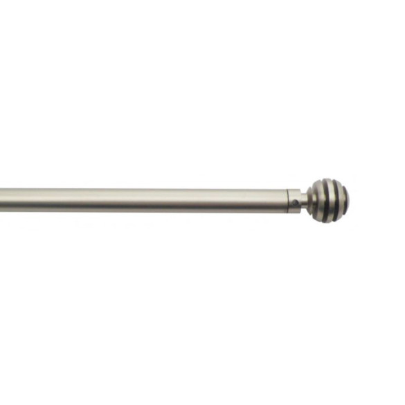 Barre de vitrage extensible embout boule strié nickel givré 40 à 70 cm