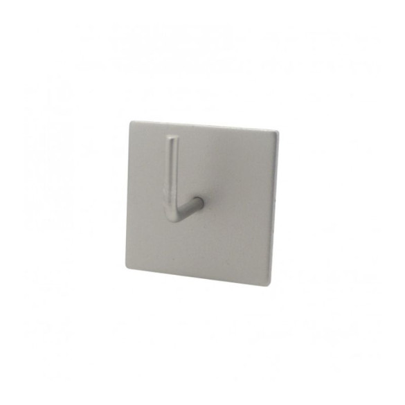 Support adhésif carré barre de vitrage nickel givré, lot de 2